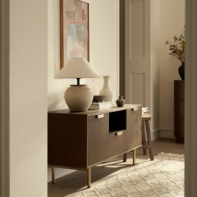 Richmond Ridged 120cm Wide TV Media Unit, Dark Ash