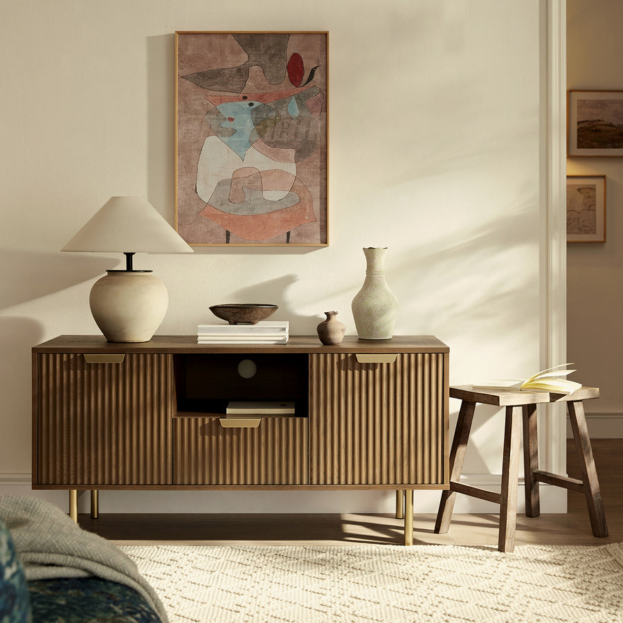 Richmond Ridged 120cm Wide TV Media Unit, Dark Ash