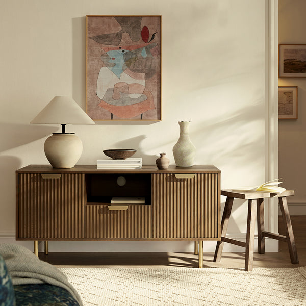 Richmond Ridged 120cm Wide TV Media Unit, Dark Ash - daals