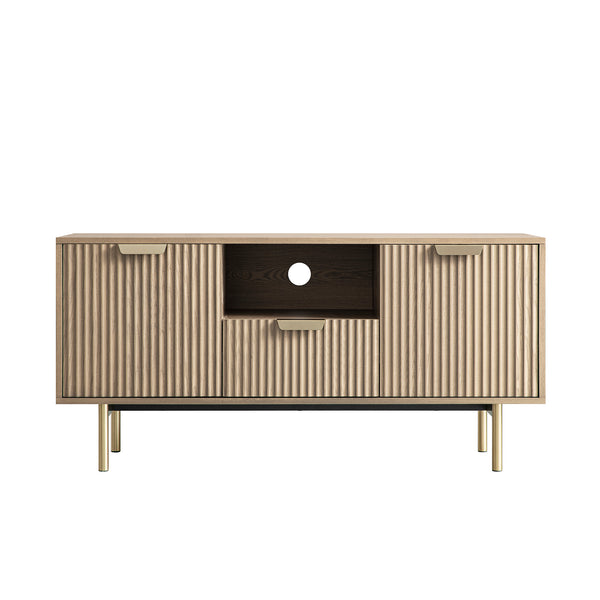 Richmond Ridged 120cm Wide TV Media Unit, Light Ash