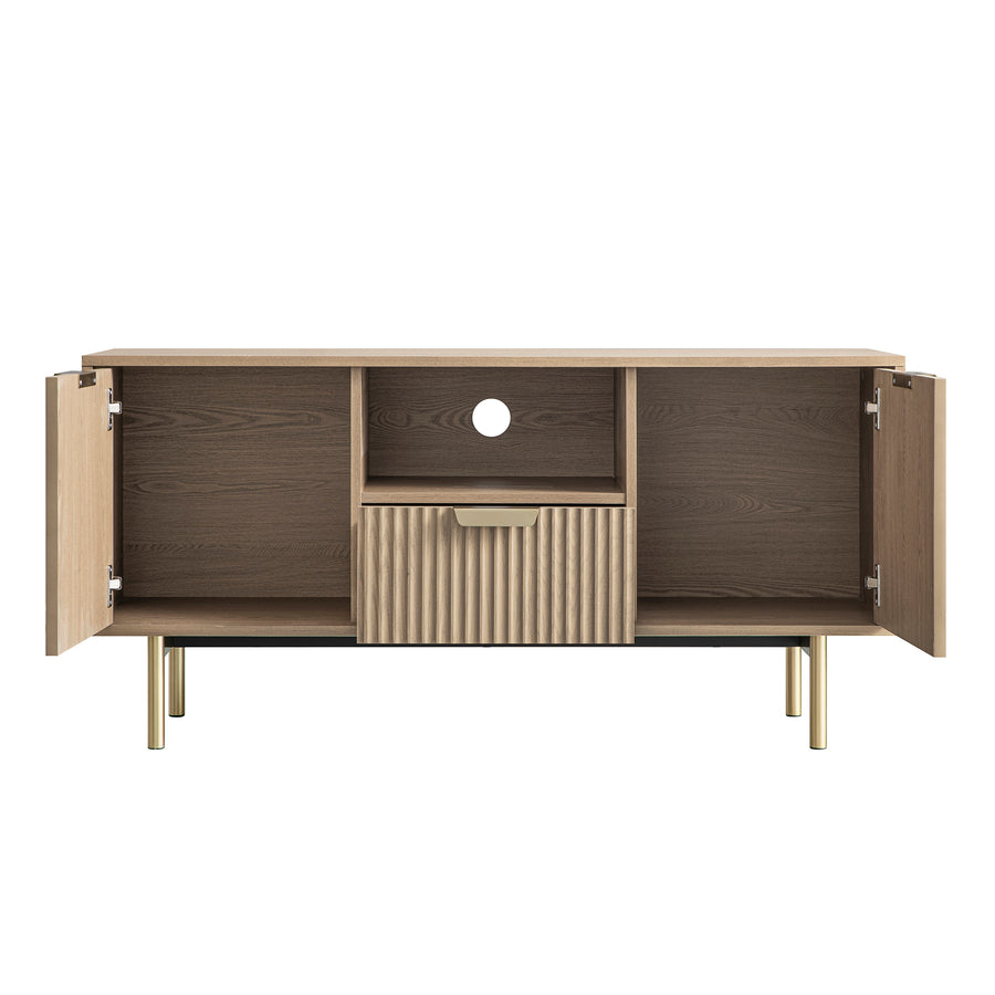 Richmond Ridged 120cm Wide TV Media Unit, Light Ash