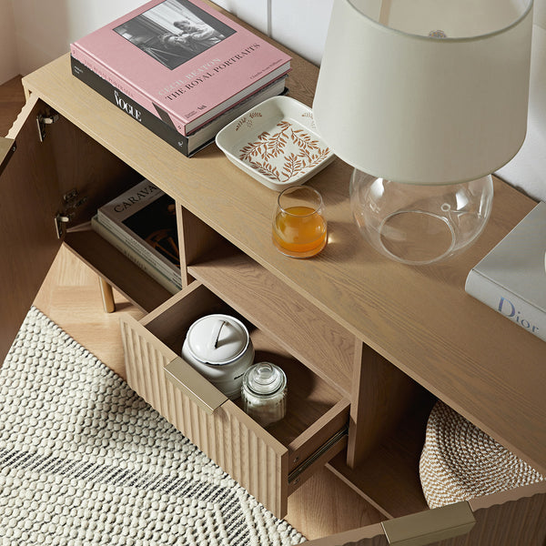 Richmond Ridged 120cm Wide TV Media Unit, Light Ash