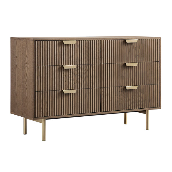 Richmond Ridged Wide Chest of 6 Drawers, Dark Ash