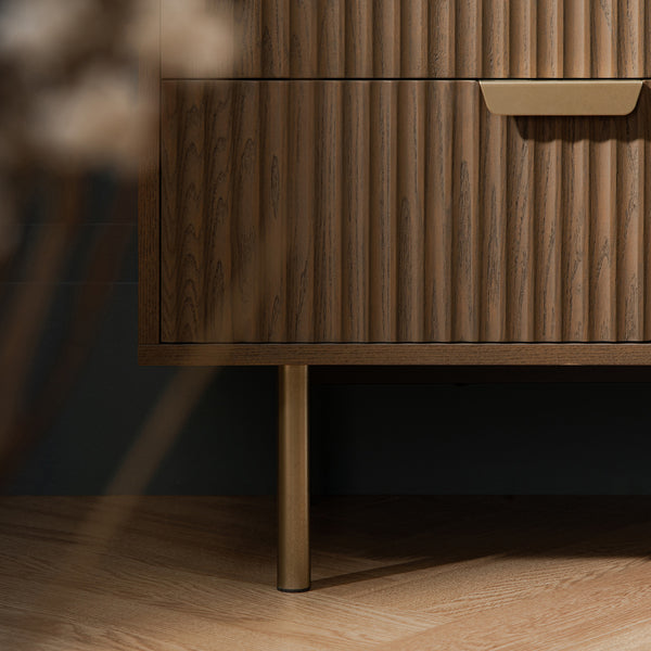 Richmond Ridged Wide Chest of 6 Drawers, Dark Ash