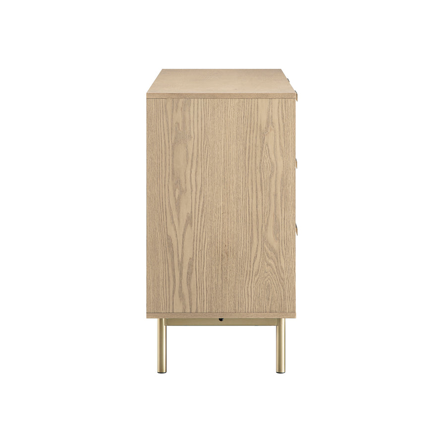 Richmond Ridged Wide Chest of 6 Drawers, Light Ash