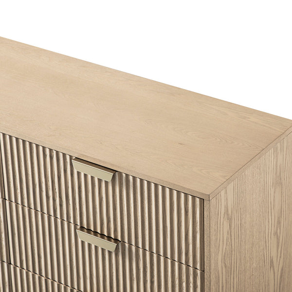 Richmond Ridged Wide Chest of 6 Drawers, Light Ash