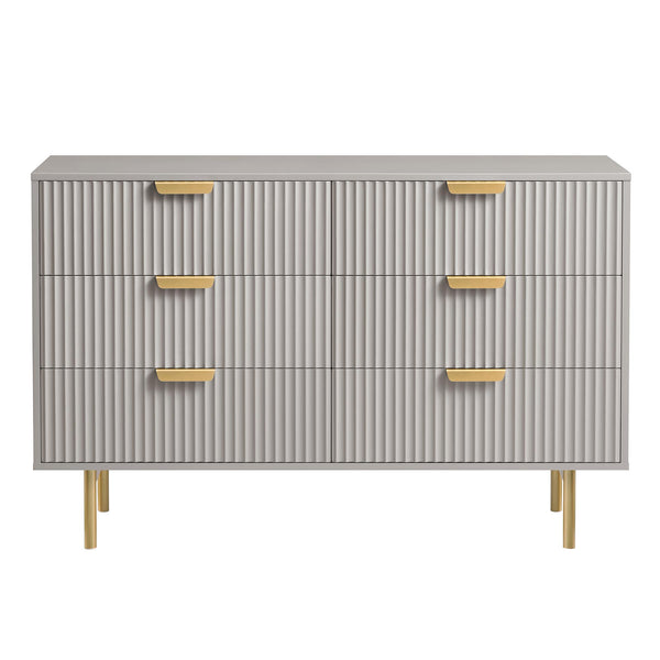 Richmond Ridged Wide Chest of 6 Drawers, Matte Taupe