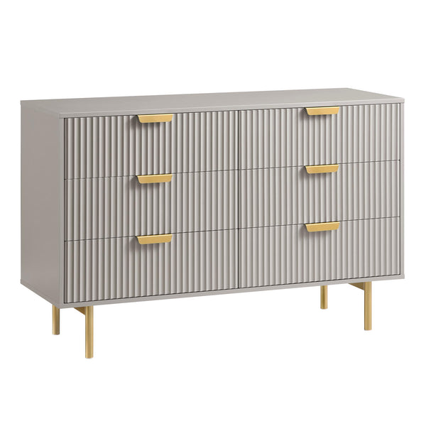 Richmond Ridged Wide Chest of 6 Drawers, Matte Taupe