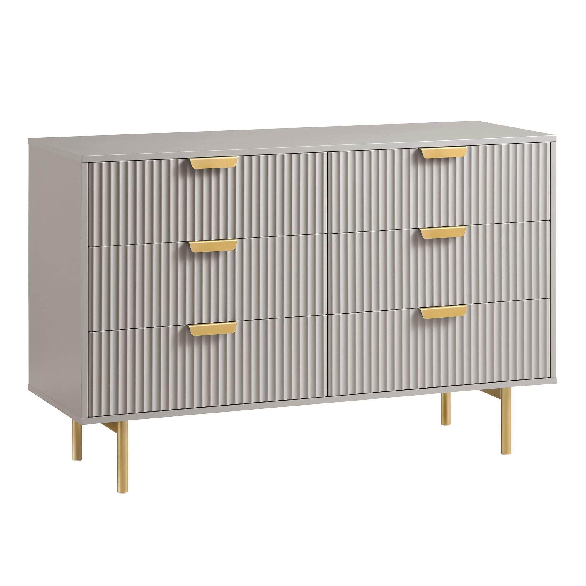 Richmond Ridged Wide Chest of 6 Drawers, Matte Taupe | daals