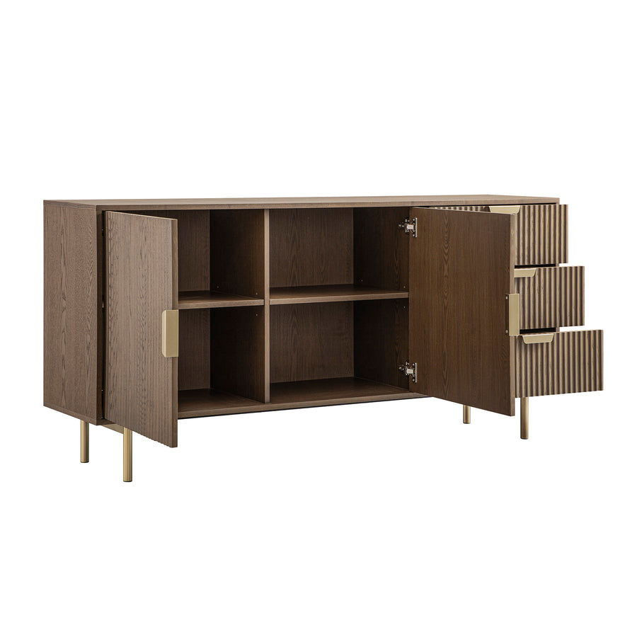 Richmond Ridged Large Sideboard, Dark Ash