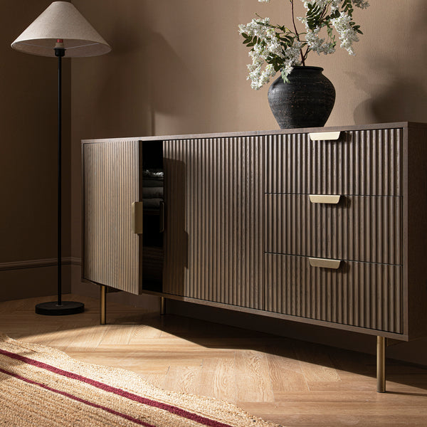 Richmond Ridged Large Sideboard, Dark Ash