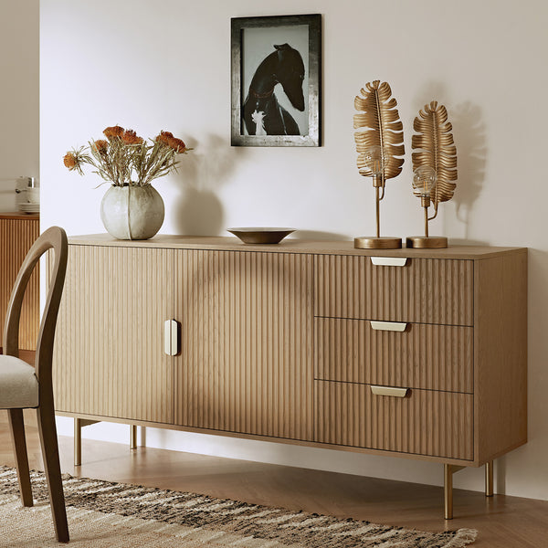 Richmond Ridged Large Sideboard, Light Ash