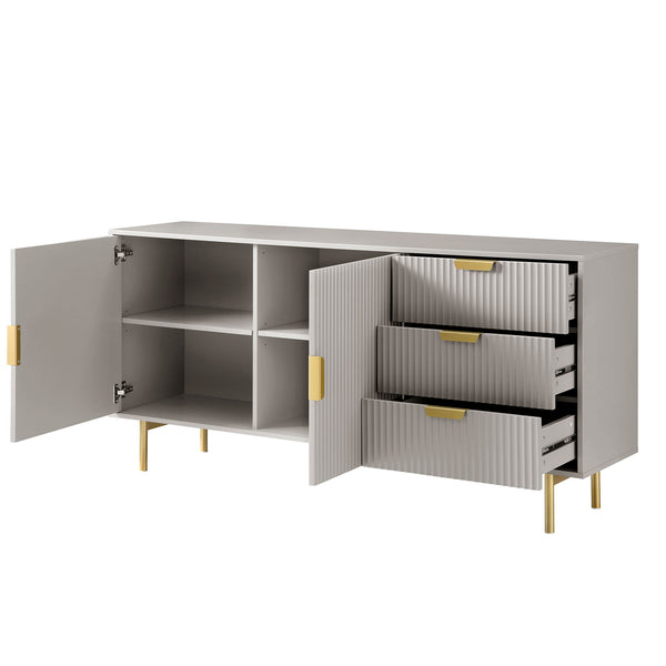 Richmond Ridged Large Sideboard, Matte Taupe