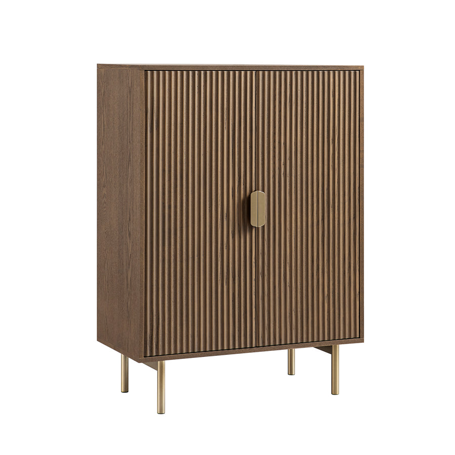 Richmond Ridged Highboard Storage Cabinet, Dark Ash