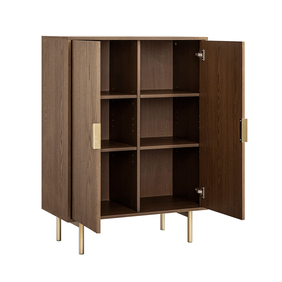 Richmond Ridged Highboard Storage Cabinet, Dark Ash