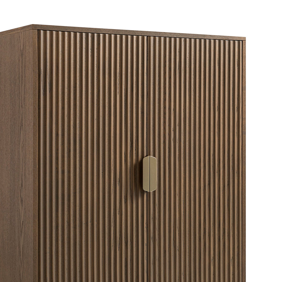 Richmond Ridged Highboard Storage Cabinet, Dark Ash