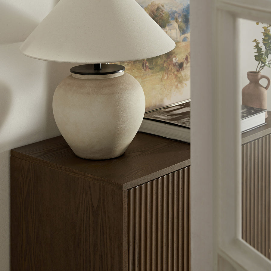 Richmond Ridged Highboard Storage Cabinet, Dark Ash