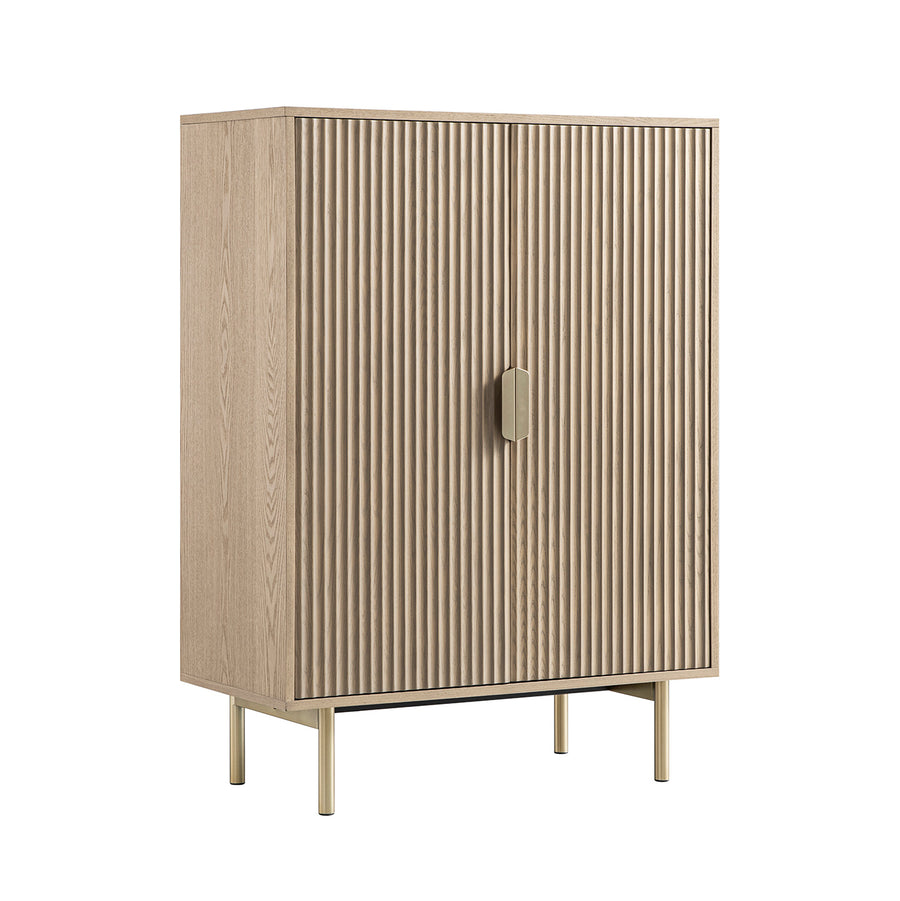Richmond Ridged Highboard Storage Cabinet, Light Ash