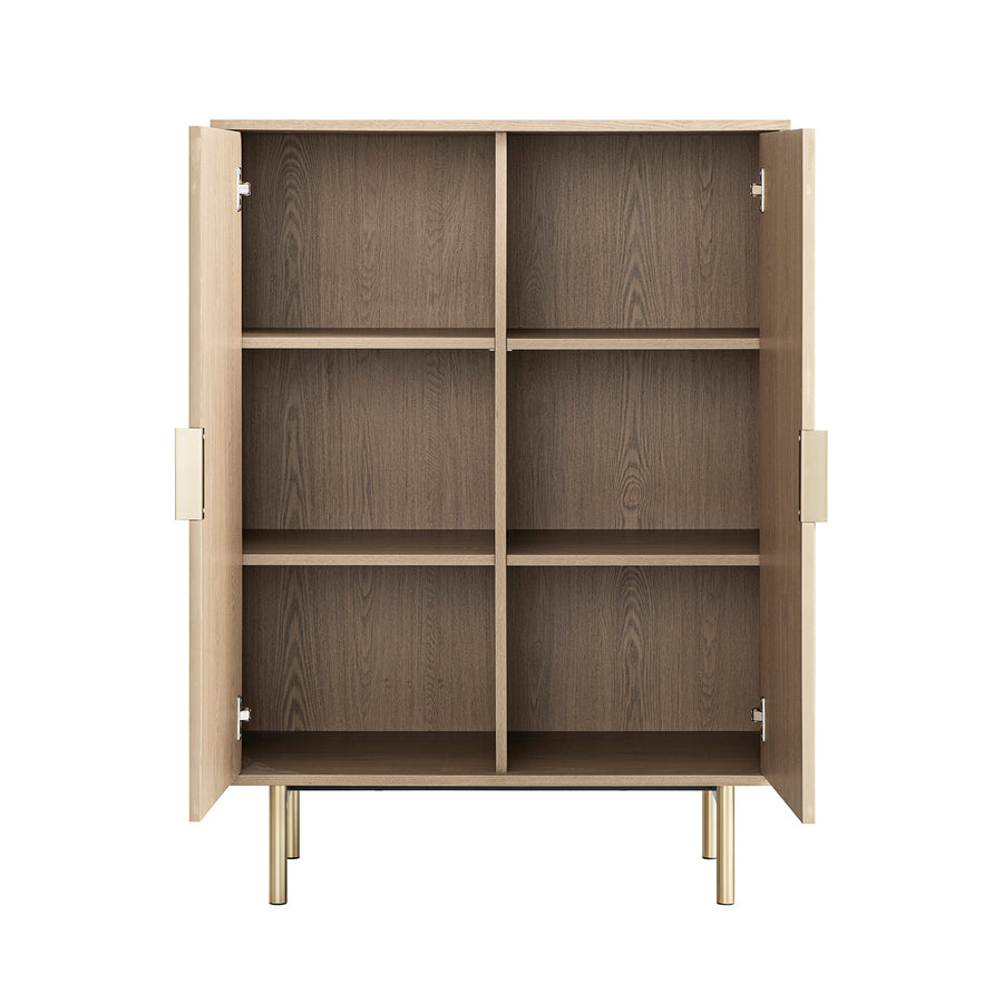 Richmond Ridged Highboard Storage Cabinet, Light Ash