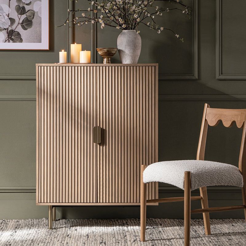 Richmond Ridged Highboard Storage Cabinet, Light Ash - daals