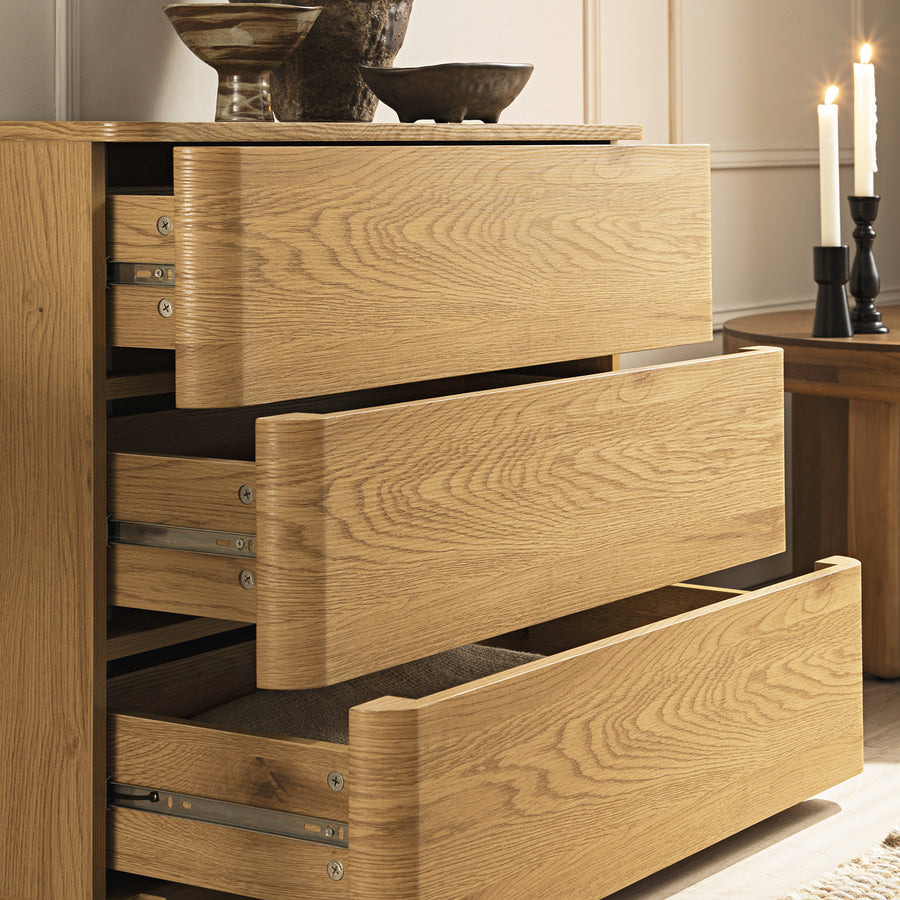 Agnes Curved Edge Chest of 3 Drawers, Natural