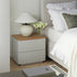 Agnes Curved Edge 2 Drawer Bedside Table, Dove Grey with Oak Top - daals