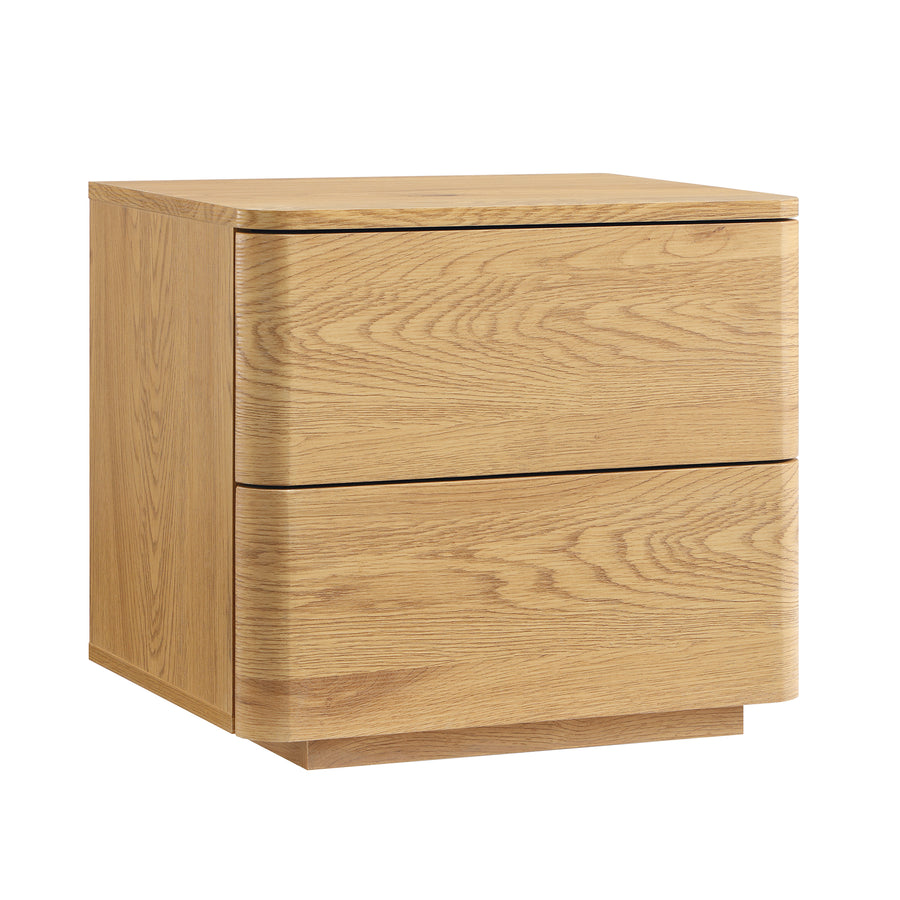 Agnes Curved Edge 2 Drawer Bedside Table, Natural