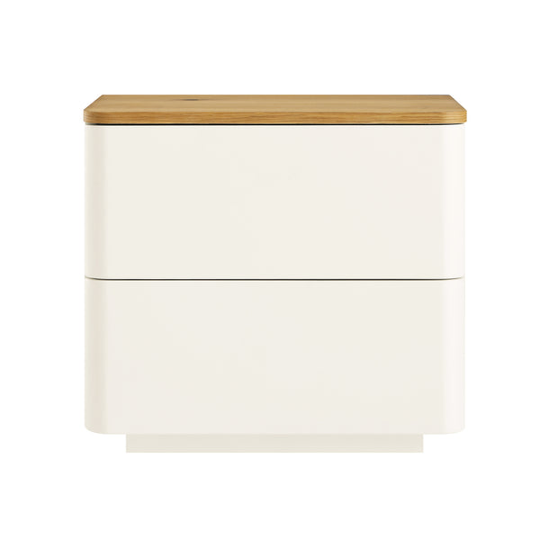 Agnes Curved Edge 2 Drawer Bedside Table, White
