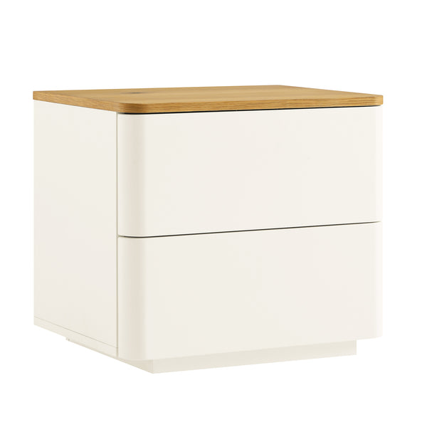 Agnes Curved Edge 2 Drawer Bedside Table, White