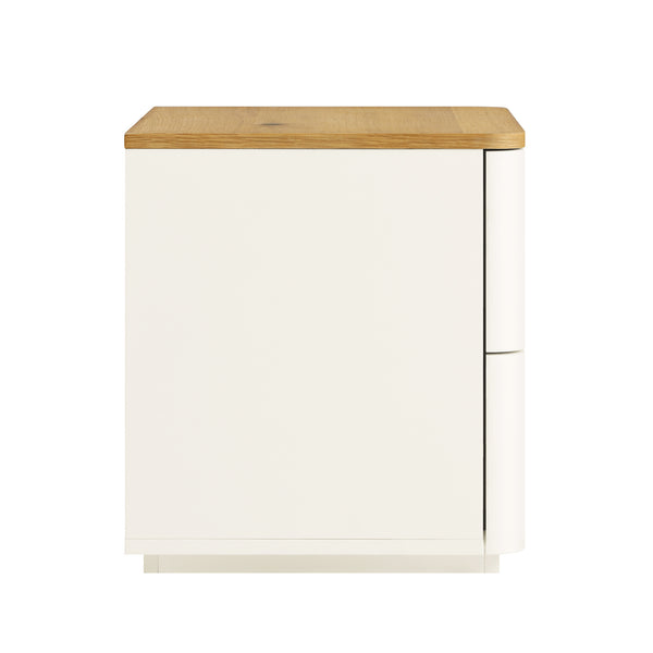 Agnes Curved Edge 2 Drawer Bedside Table, White