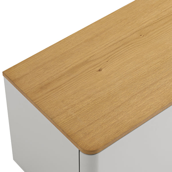 Agnes Curved Edge 150cm Wide TV Unit, Dove Grey with Oak Top