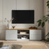 Agnes Curved Edge 150cm Wide TV Unit, Dove Grey with Oak Top - daals