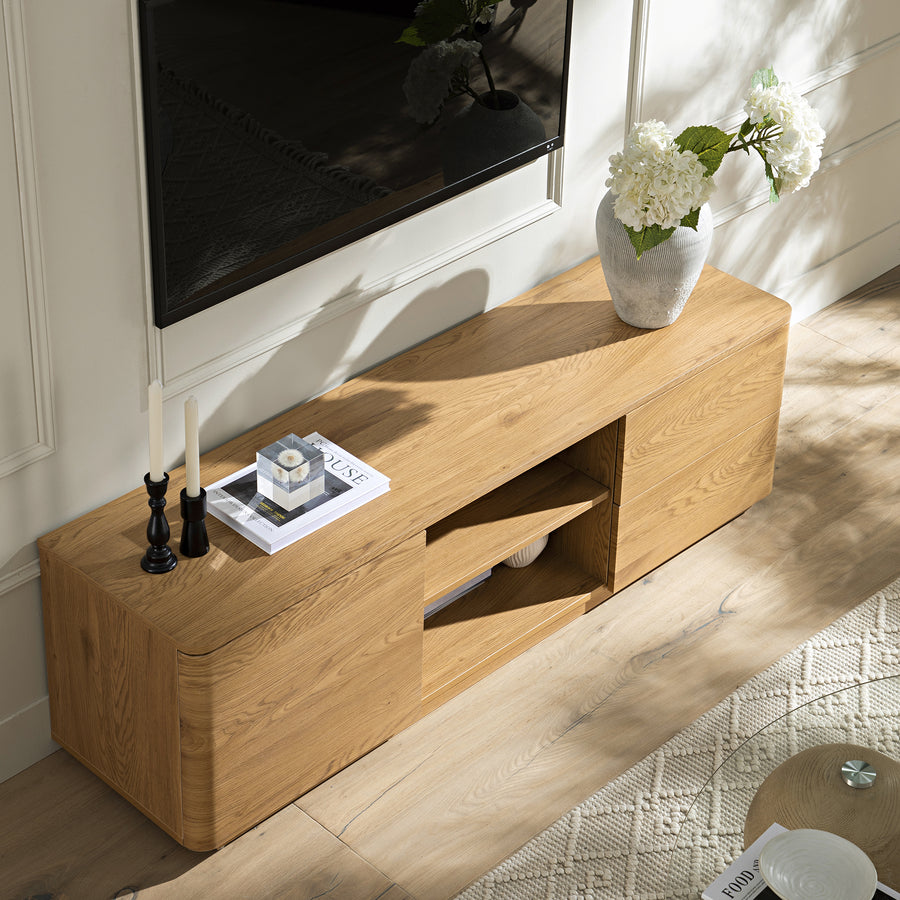 Agnes Curved Edge 150cm Wide TV Unit, Natural