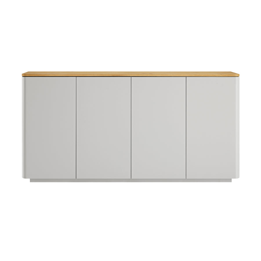 Agnes Curved Edge 150cm Wide Sideboard, Dove Grey with Oak Top