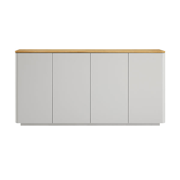 Agnes Curved Edge 150cm Wide Sideboard, Dove Grey with Oak Top