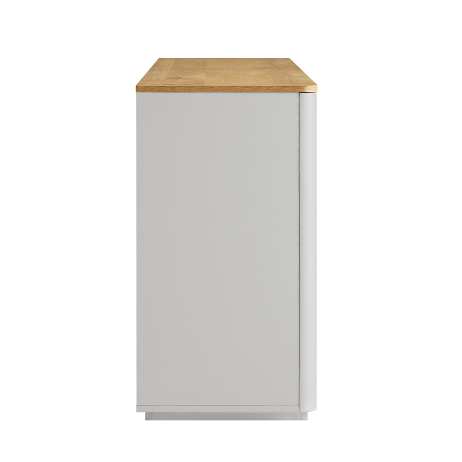 Agnes Curved Edge 150cm Wide Sideboard, Dove Grey with Oak Top