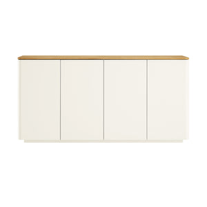 Agnes Curved Edge 150cm Wide Sideboard, Off White with Oak Top