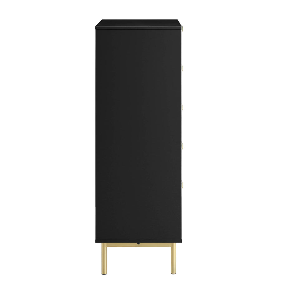 Richmond Ridged Chest of 5 Drawers, Matte Black
