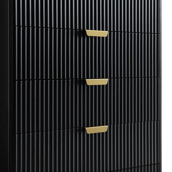 Richmond Ridged Chest of 5 Drawers, Matte Black