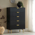 Richmond Ridged Chest of 5 Drawers, Matte Black - daals