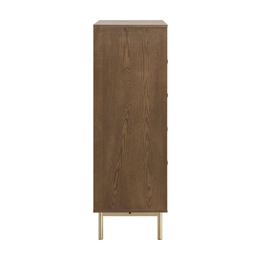Richmond Ridged Chest of 5 Drawers, Dark Ash