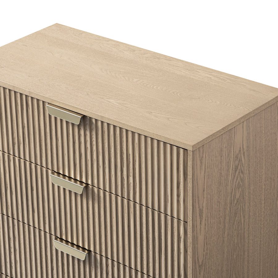 Richmond Ridged Chest of 5 Drawers, Light Ash