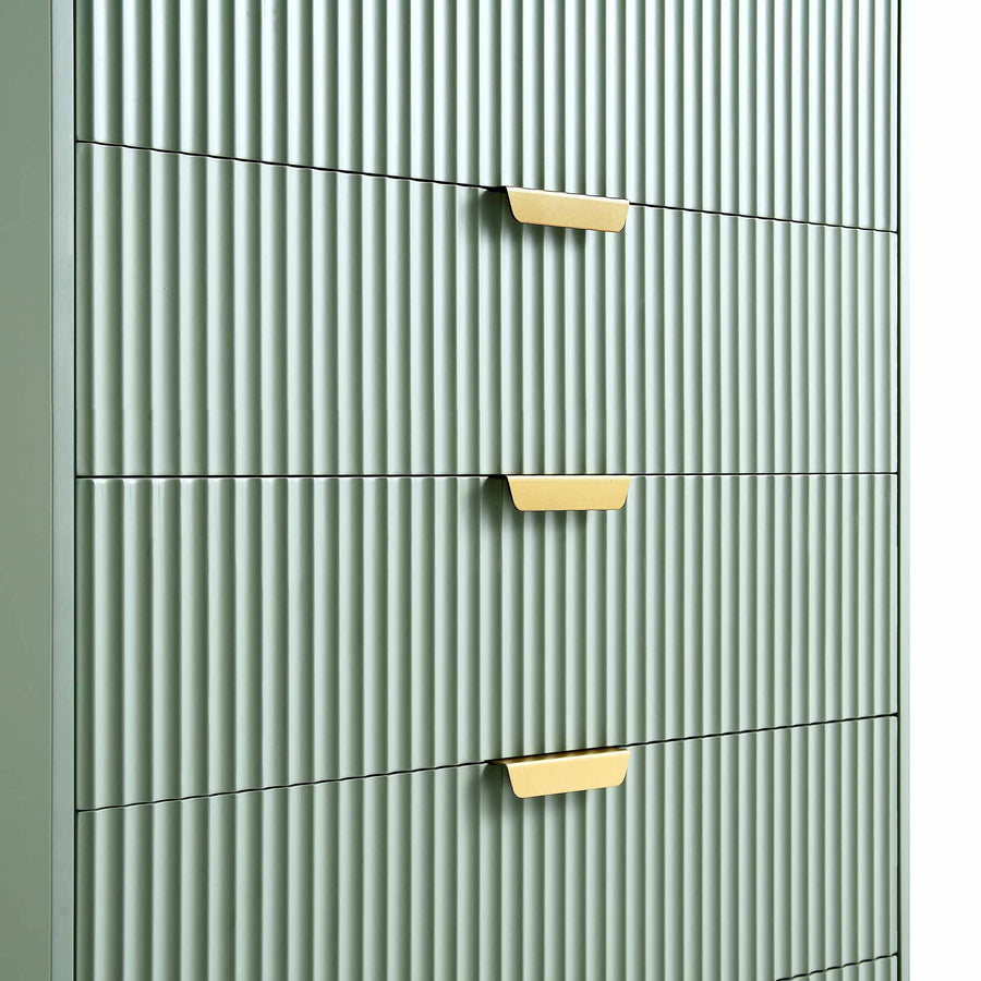 Richmond Ridged Chest of 5 Drawers, Matte Sage Green