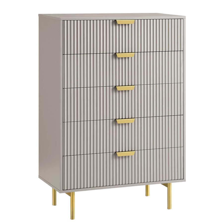 Richmond Ridged Chest of 5 Drawers, Matte Taupe