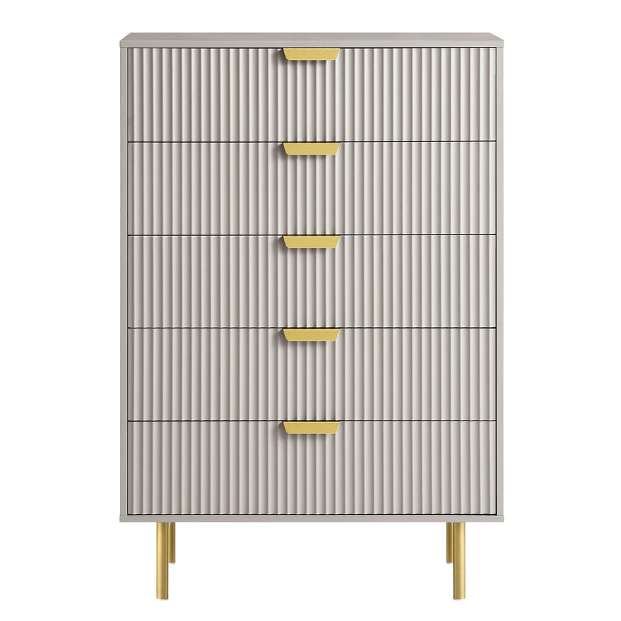 Richmond Ridged Chest of 5 Drawers, Matte Taupe