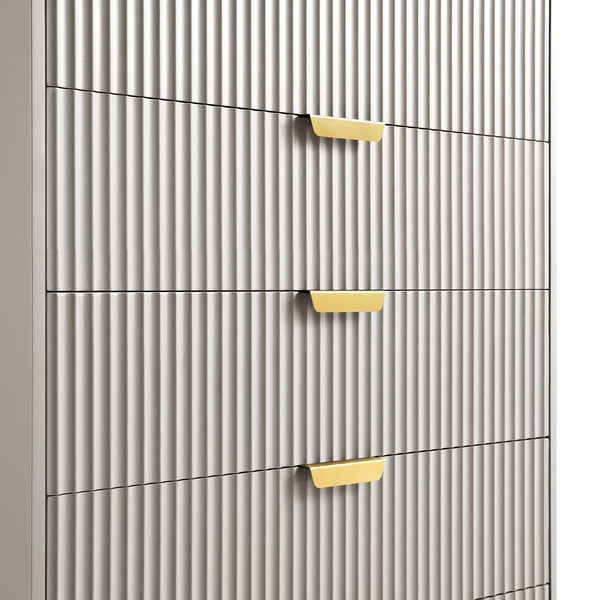 Richmond Ridged Chest of 5 Drawers, Matte Taupe