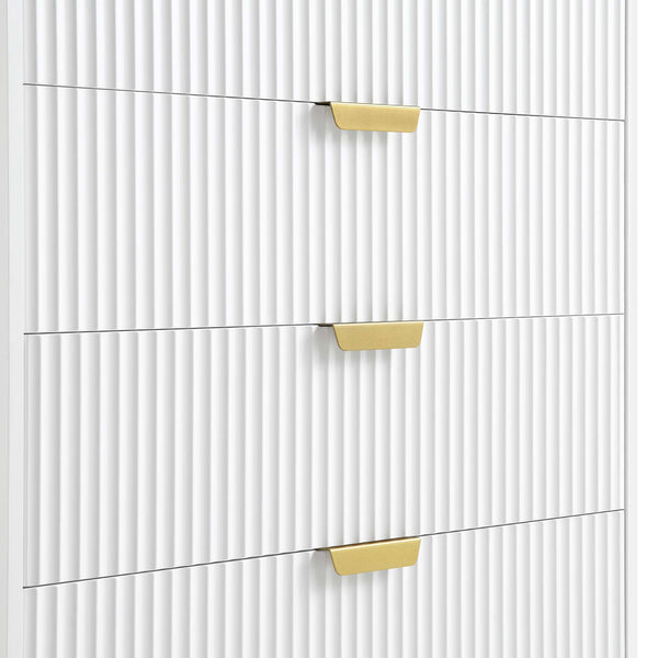 Richmond Ridged Chest of 5 Drawers, Matte White