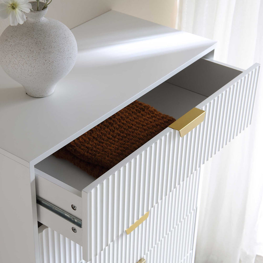 Richmond Ridged Chest of 5 Drawers, Matte White