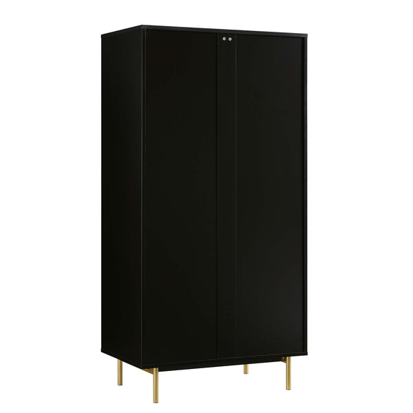Richmond Ridged Double Wardrobe with Drawer, Matte Black