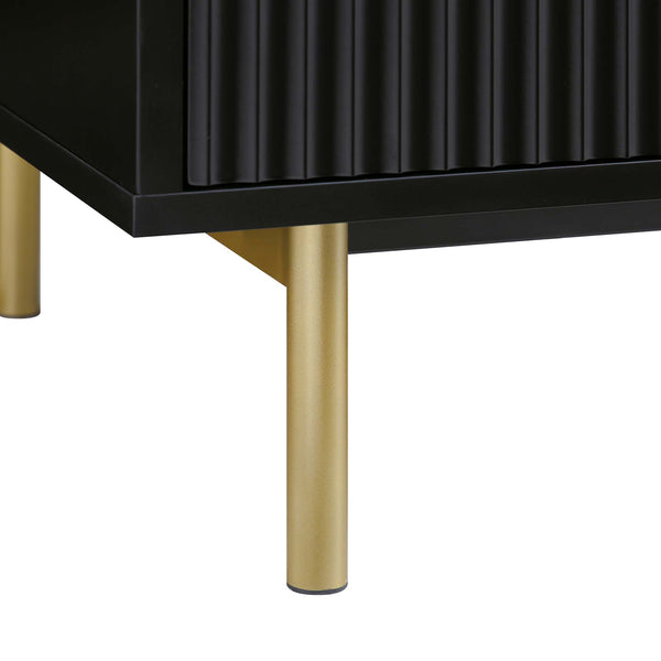 Richmond Ridged Double Wardrobe with Drawer, Matte Black